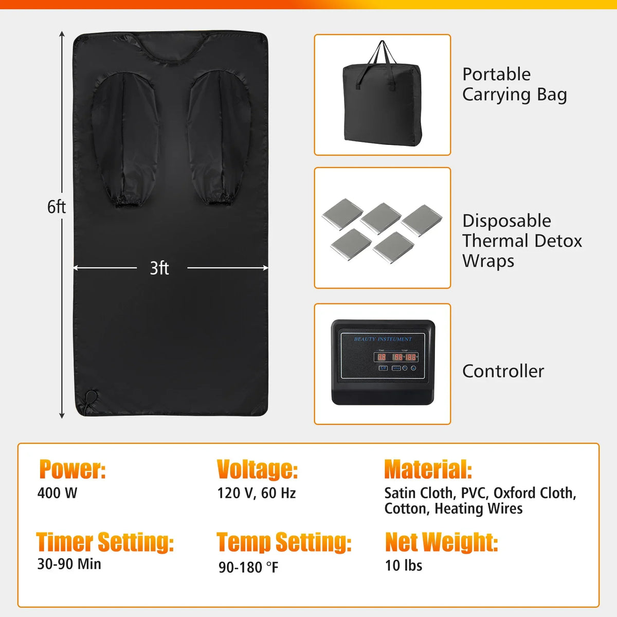 Infrared Sauna Blanket - Full-Body Sweat, Detox & Recovery at Home | 90-180F Adjustable Heat, Auto Timer
