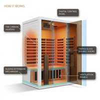 2 Person Extendable FAR Infrared Sauna for Home, Hemlock Wood Low EMF 6 Carbon Heaters Indoor Saunas with LED Lights, Bluetooth Speaker, Digital Control Panel, and Seating Bench — How It Works