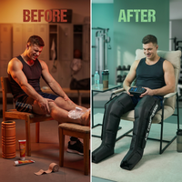 Air Compression Therapy System, Rechargeable Leg Massager, Dynamic Leg Compression Recovery Boots for Fast Recovery and Improved Circulation for Athletes (6 Chamber- L) — Before & After