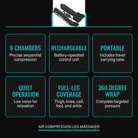 Air Compression Therapy System, Rechargeable Leg Massager, Dynamic Leg Compression Recovery Boots for Fast Recovery and Improved Circulation for Athletes (6 Chamber- L) — Results & Stats