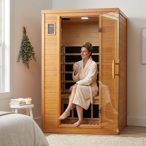 FAR Infrared Sauna Designed for Daily Wellness, Canadian Hemlock Construction, Low EMF Carbon Panels, 2-Person