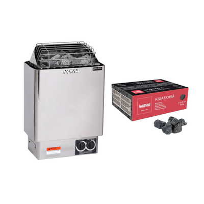 Harvia Kip Sauna Heater Built-In Controls Stainless Steel With Rocks