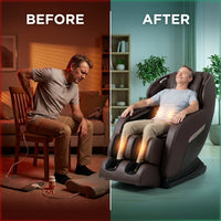 Jin Espresso Synthetic Leather SL Track Massage Chair — Before & After