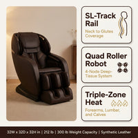 Massage Chair Built for Deep Restoration, SL Track System, Zero Gravity Recline, Quad Roller Technology — Results & Stats